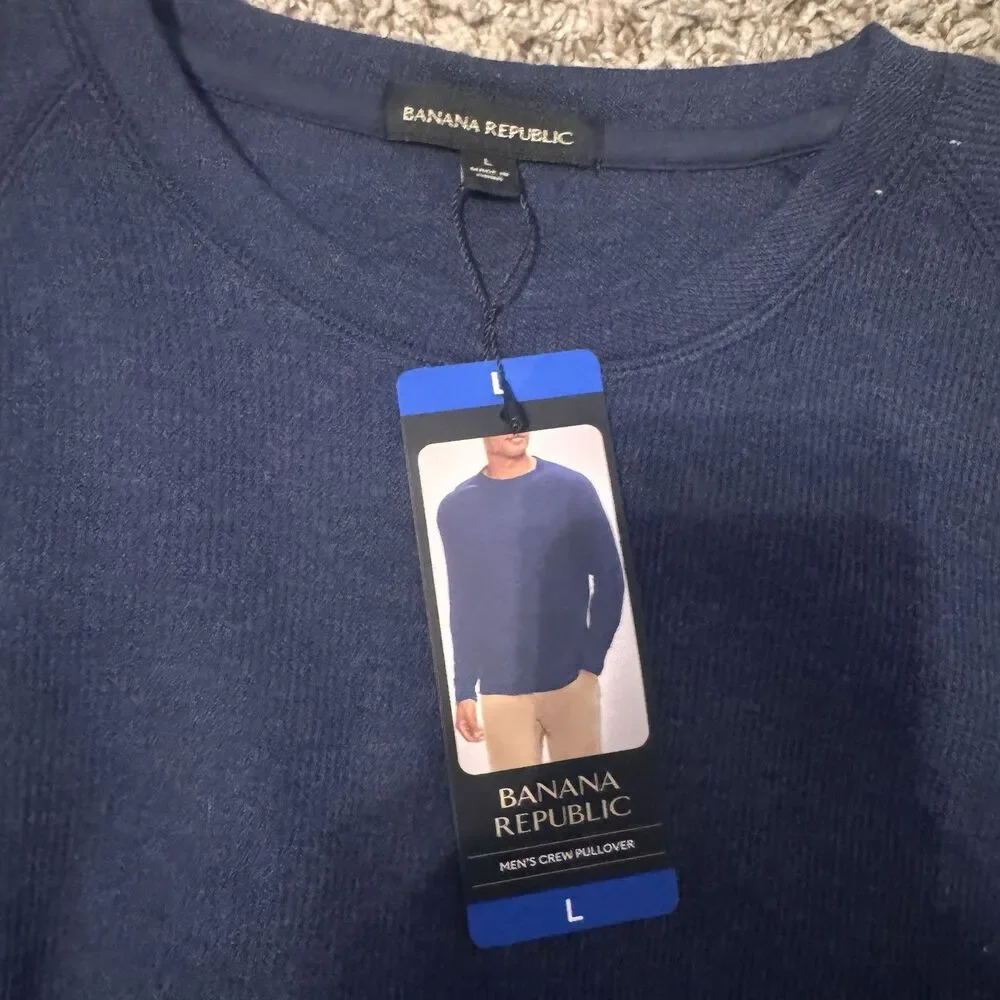 NWT Men’s Large Banana Republic Pullover Sweater Navy Blue Long Sleeve